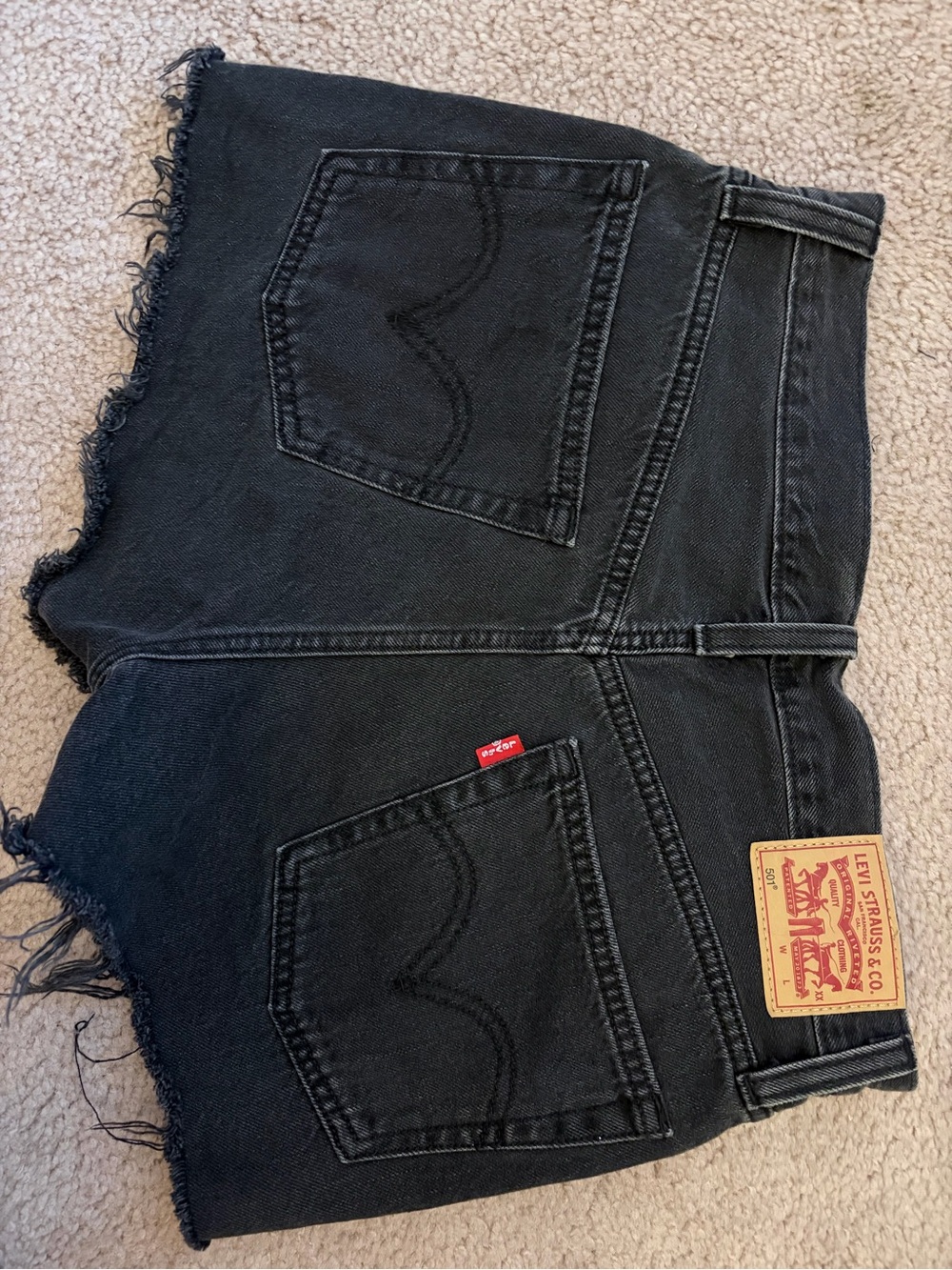 Levi's Black Cutoff Denim Shorts with Frayed Hem